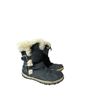 Merrell Boots Taiga Buckle Sz 6 Waterproof Black Leather Faux Fur Trim Calf Snow